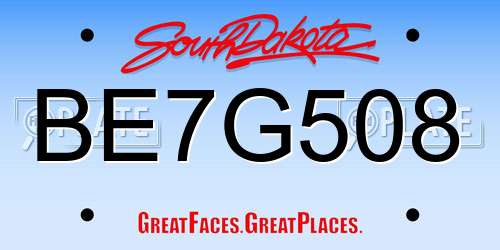 BE7G508 South Dakota License Plate