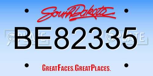 BE82335 South Dakota License Plate