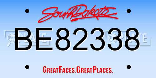 BE82338 South Dakota License Plate