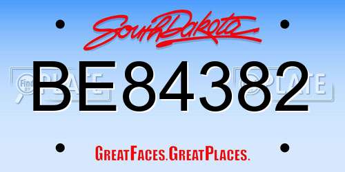 BE84382 South Dakota License Plate