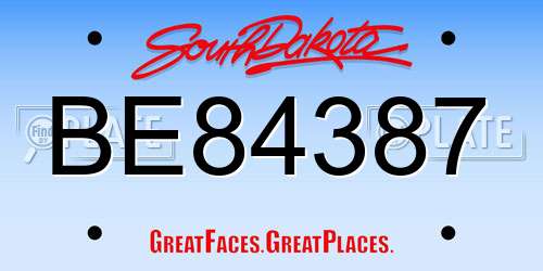 BE84387 South Dakota License Plate