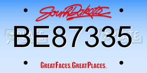 BE87335 South Dakota License Plate