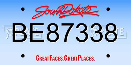 BE87338 South Dakota License Plate