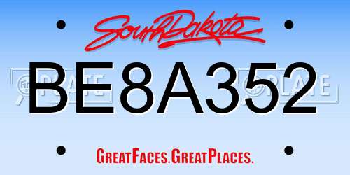 BE8A352 South Dakota License Plate