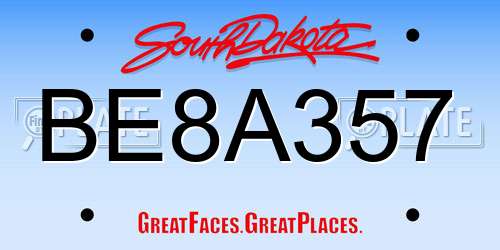 BE8A357 South Dakota License Plate