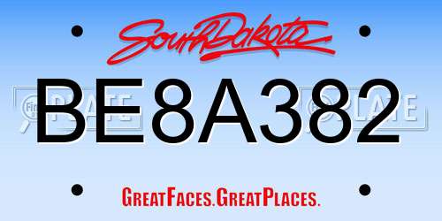 BE8A382 South Dakota License Plate