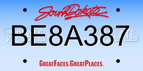 BE8A387 South Dakota License Plate