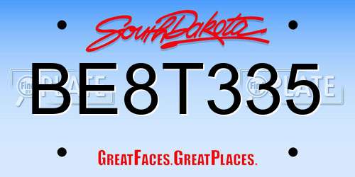 BE8T335 South Dakota License Plate
