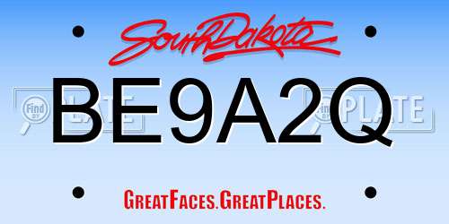 BE9A2Q South Dakota License Plate