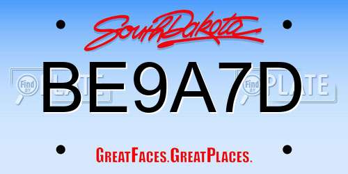 BE9A7D South Dakota License Plate