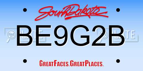 BE9G2B South Dakota License Plate