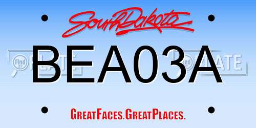 BEA03A South Dakota License Plate
