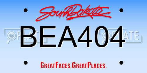 BEA404 South Dakota License Plate