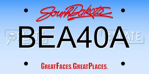 BEA40A South Dakota License Plate
