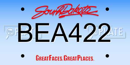 BEA422 South Dakota License Plate