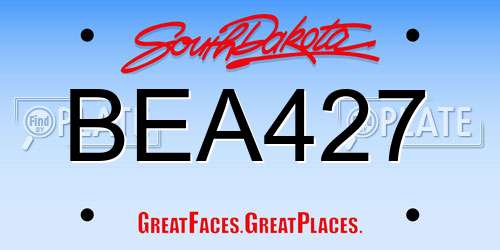 BEA427 South Dakota License Plate