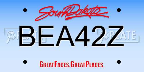 BEA42Z South Dakota License Plate