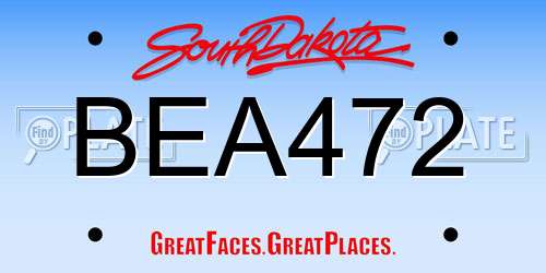 BEA472 South Dakota License Plate