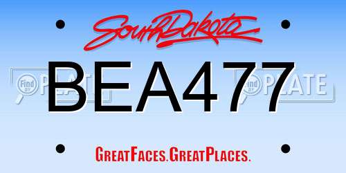 BEA477 South Dakota License Plate