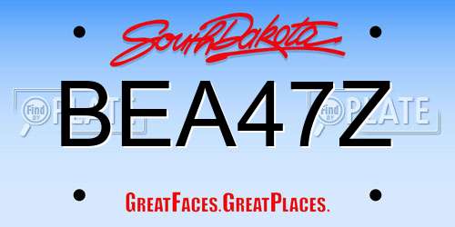BEA47Z South Dakota License Plate