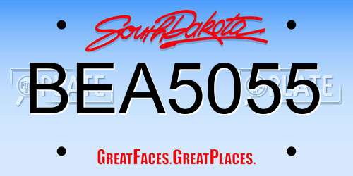 BEA5055 South Dakota License Plate
