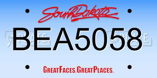 BEA5058 South Dakota License Plate