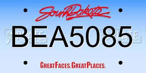 BEA5085 South Dakota License Plate