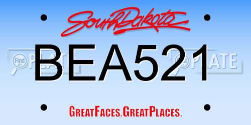 BEA521 South Dakota License Plate