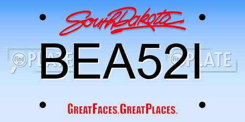 BEA52I South Dakota License Plate