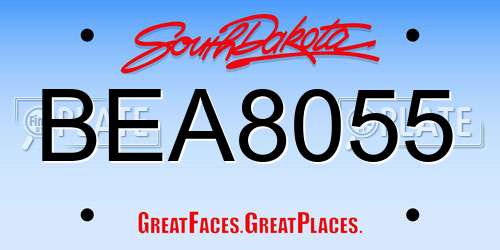 BEA8055 South Dakota License Plate