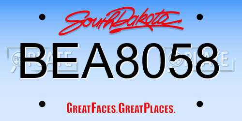 BEA8058 South Dakota License Plate