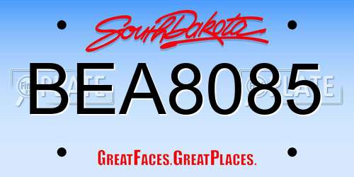 BEA8085 South Dakota License Plate