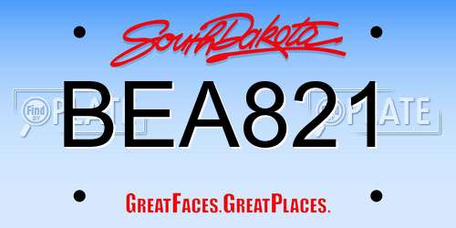 BEA821 South Dakota License Plate