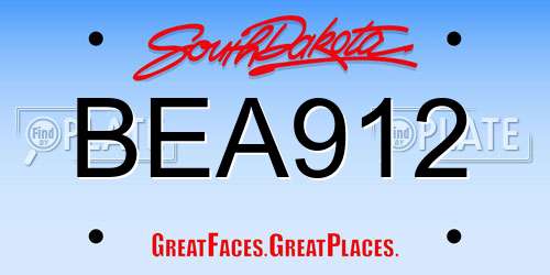 BEA912 South Dakota License Plate