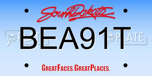 BEA91T South Dakota License Plate