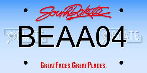 BEAA04 South Dakota License Plate