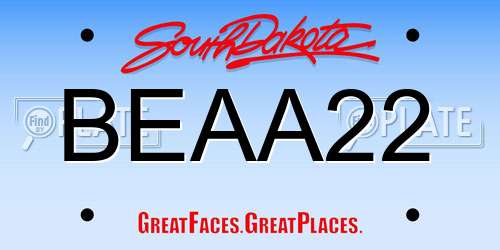 BEAA22 South Dakota License Plate
