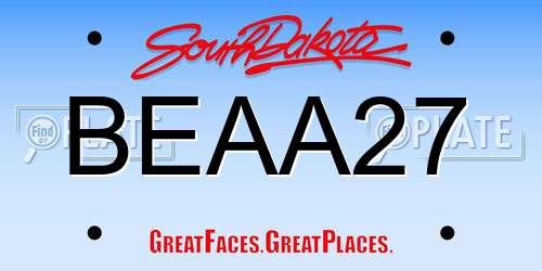 BEAA27 South Dakota License Plate