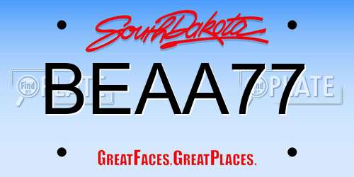 BEAA77 South Dakota License Plate