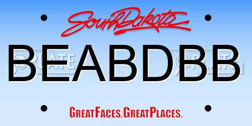 BEABDBB South Dakota License Plate