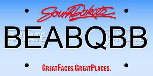 BEABQBB South Dakota License Plate