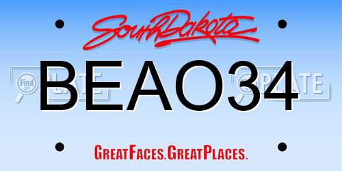 BEAO34 South Dakota License Plate