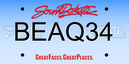 BEAQ34 South Dakota License Plate