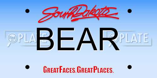 BEAR South Dakota License Plate