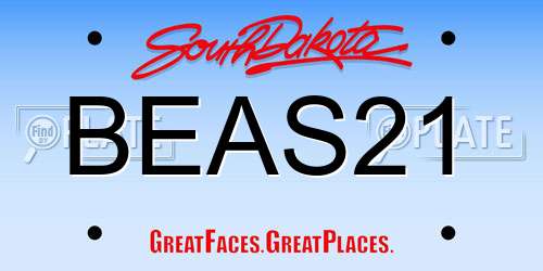 BEAS21 South Dakota License Plate