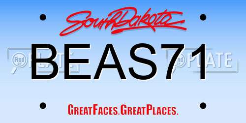 BEAS71 South Dakota License Plate