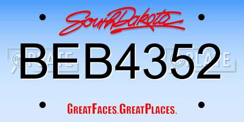 BEB4352 South Dakota License Plate