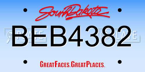 BEB4382 South Dakota License Plate