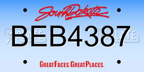 BEB4387 South Dakota License Plate