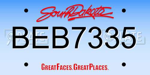 BEB7335 South Dakota License Plate